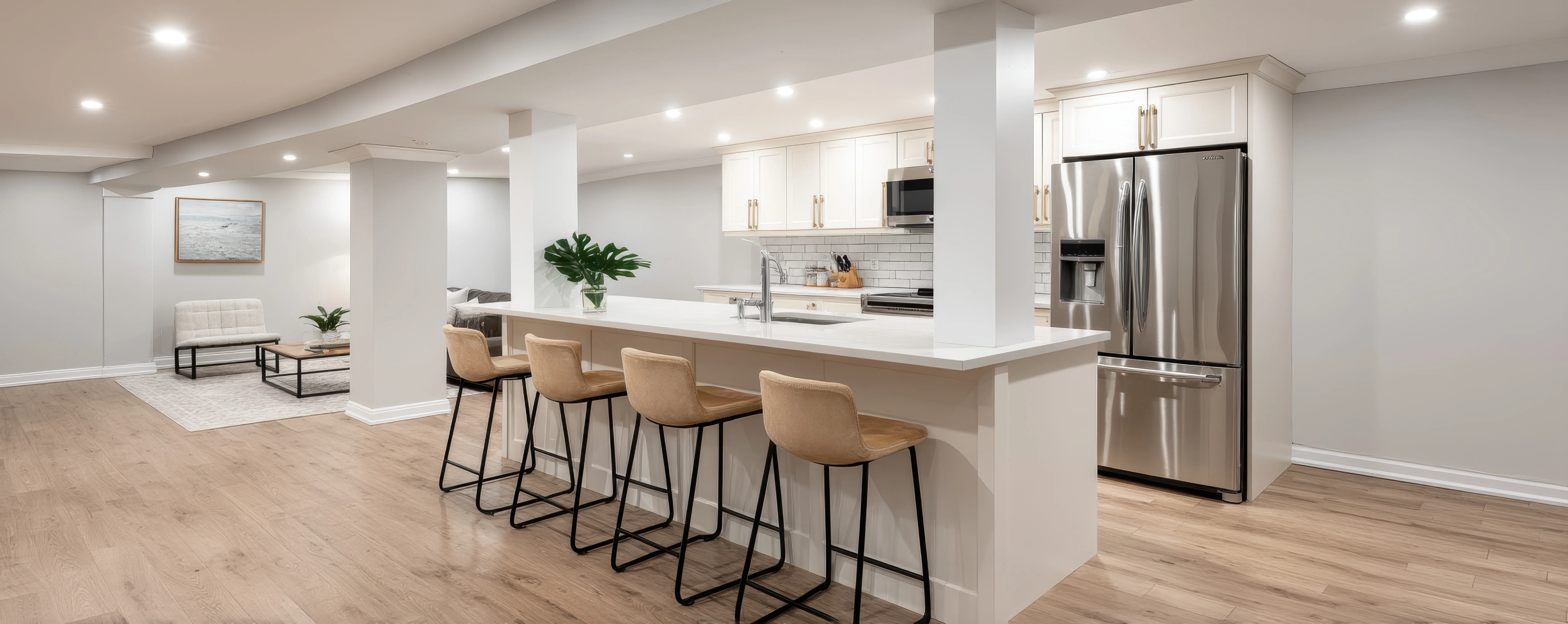 Custom basement wet bar for entertaining in a Smithfield home