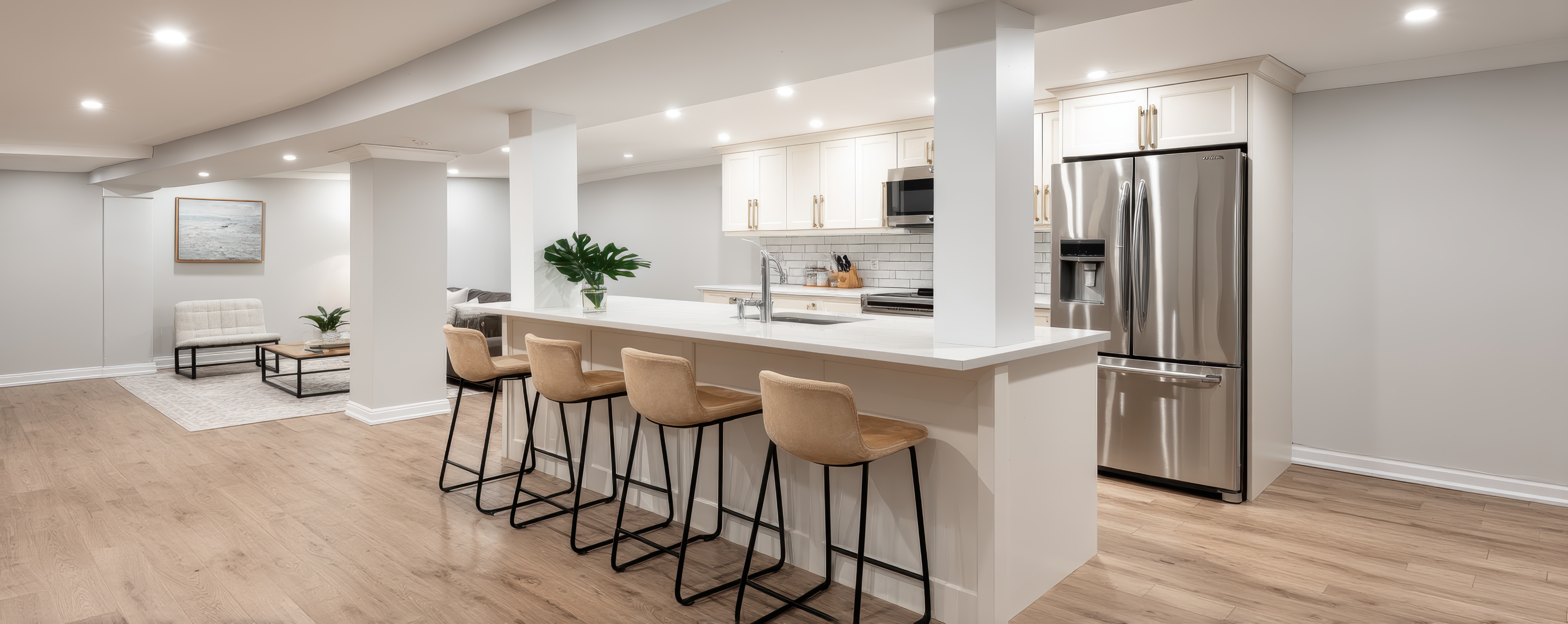 Custom basement wet bar for entertaining in a Smithfield home